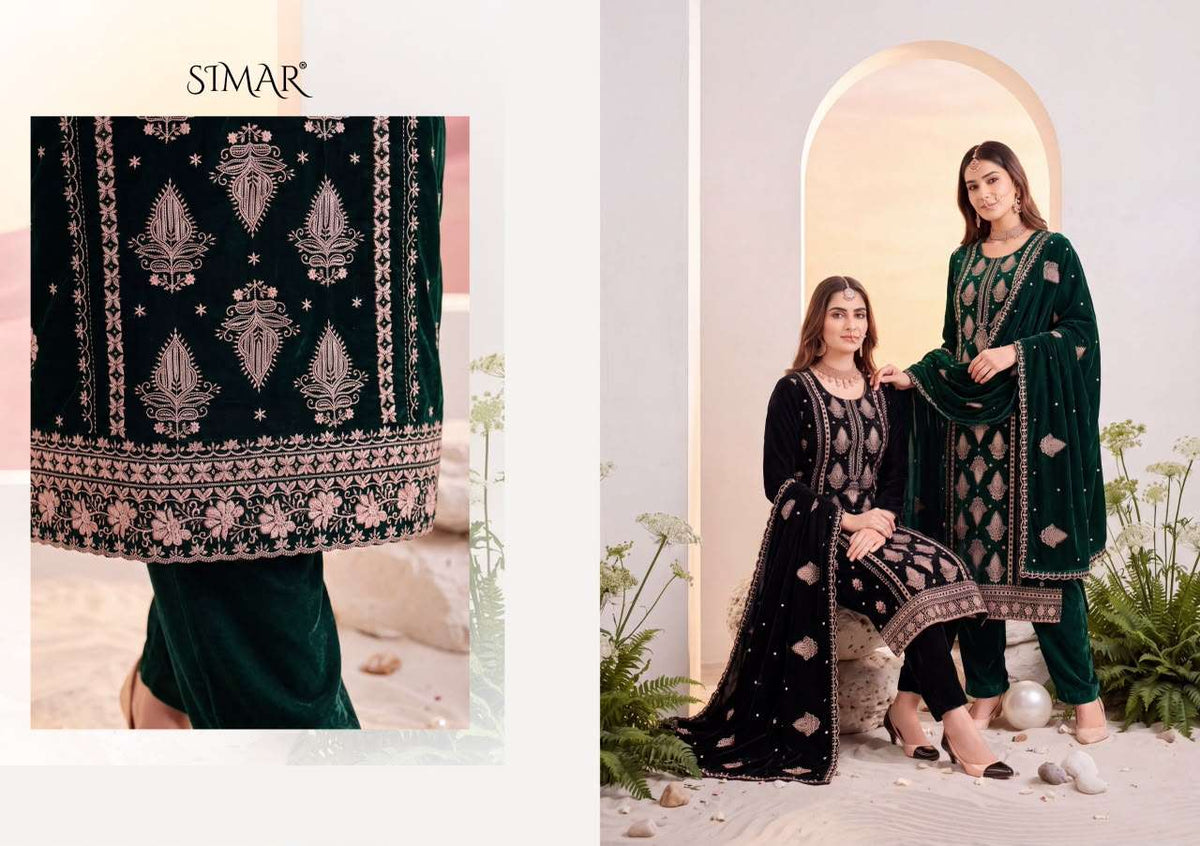 Glossy Simar Myra 3689 Premium Style Velvet Dress Material