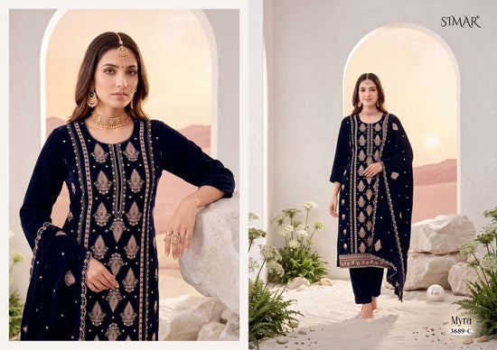 Glossy Simar Myra 3689 Premium Style Velvet Dress Material