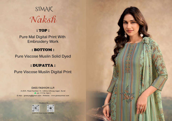 Glossy Naksh Premium Muslin Dress Material - Amrah Wholesale