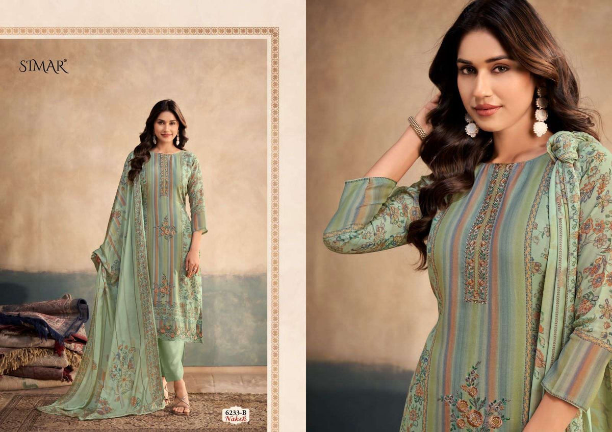 Glossy Naksh Premium Muslin Dress Material - Amrah Wholesale
