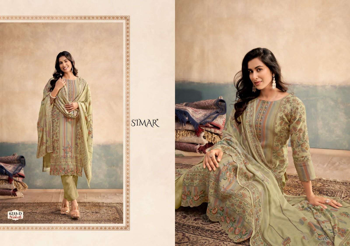 Glossy Naksh Premium Muslin Dress Material - Amrah Wholesale