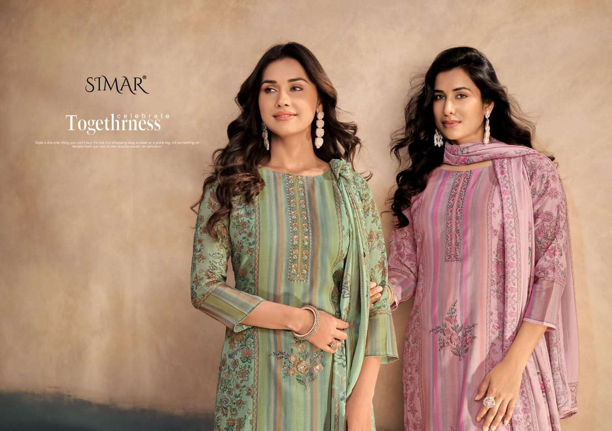 Glossy Naksh Premium Muslin Dress Material - Amrah Wholesale