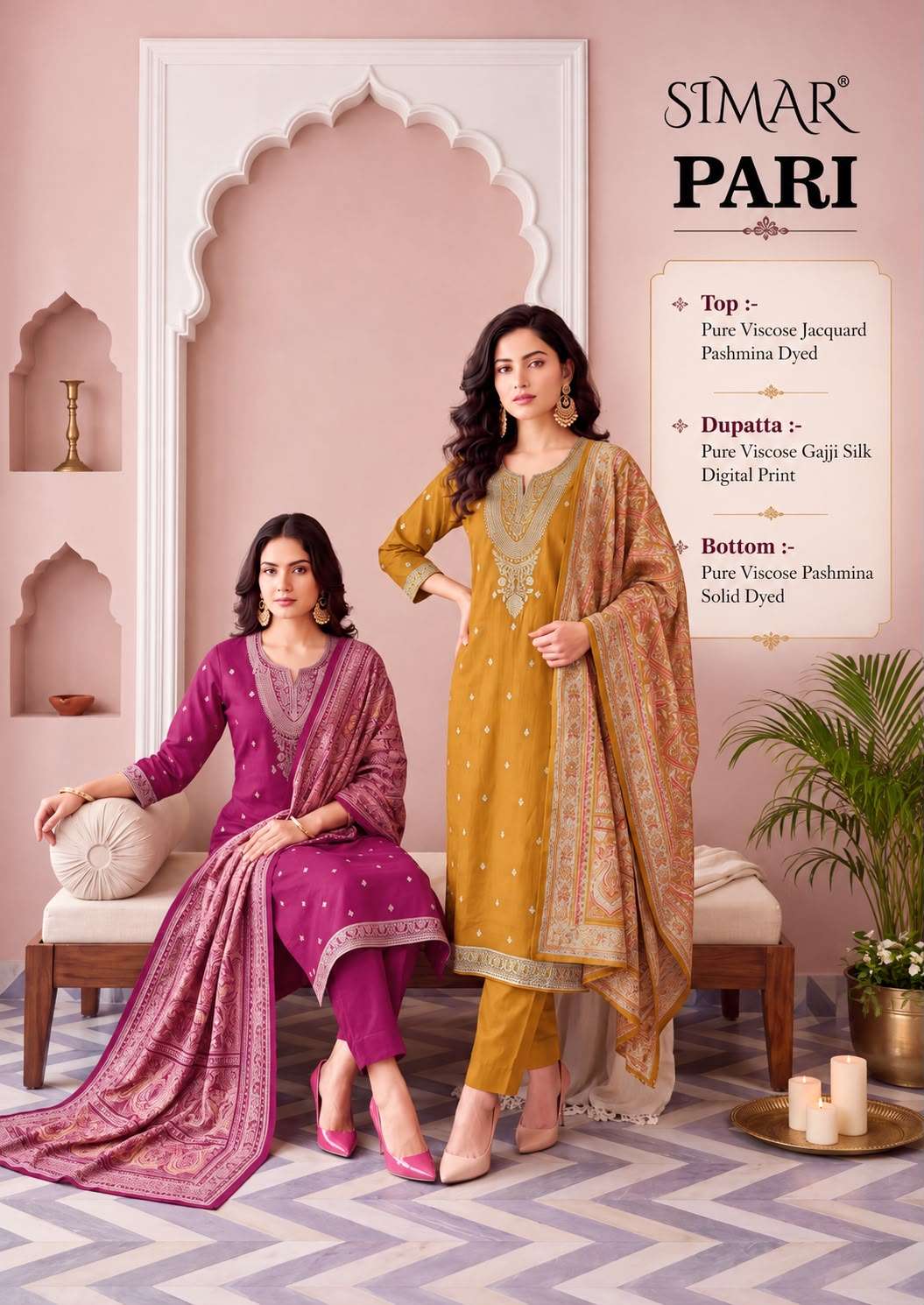 Glossy Pari Pure Viscose Pashmina Jacquard Dress Material