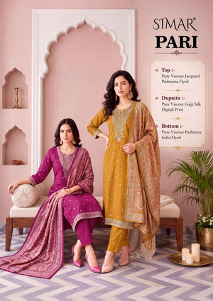 Glossy Pari Pure Viscose Pashmina Jacquard Dress Material