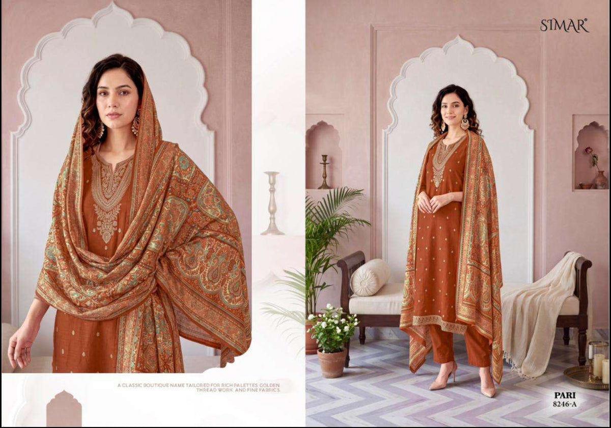 Glossy Pari Pure Viscose Pashmina Jacquard Dress Material