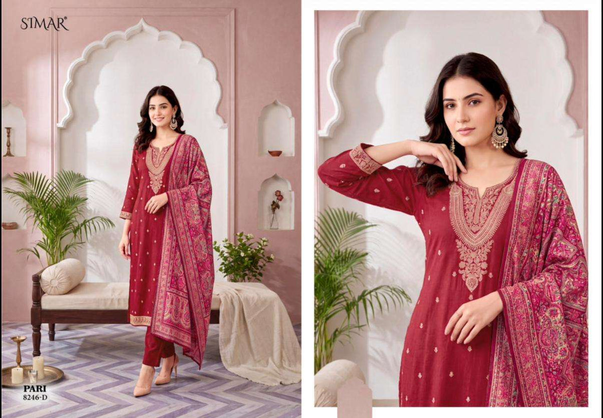 Glossy Pari Pure Viscose Pashmina Jacquard Dress Material