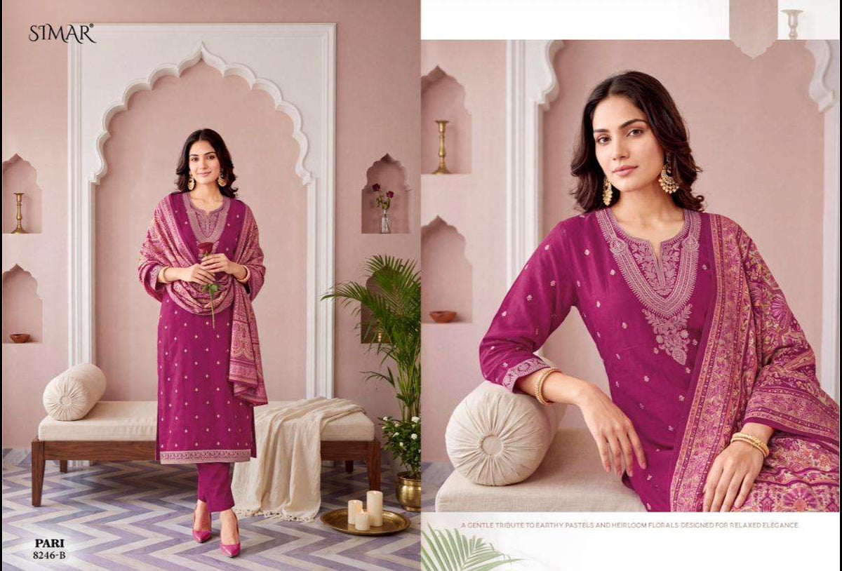Glossy Pari Pure Viscose Pashmina Jacquard Dress Material
