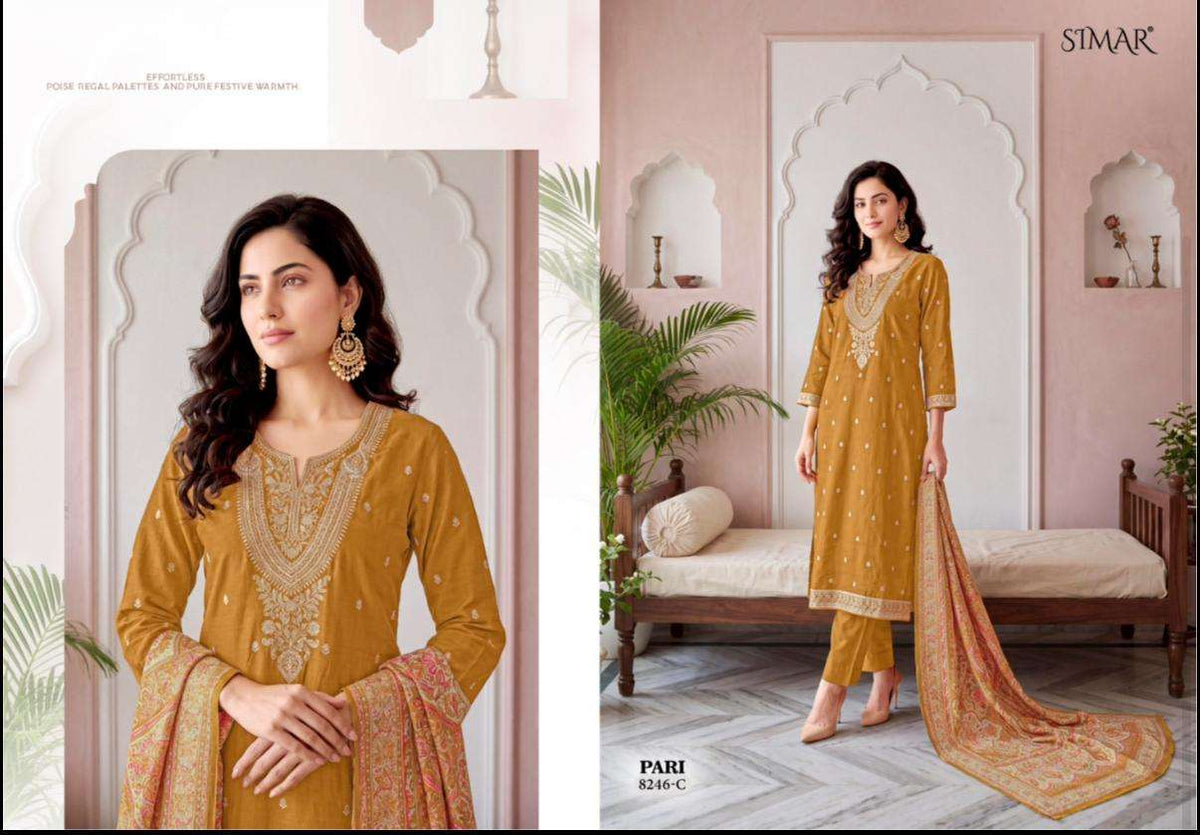 Glossy Pari Pure Viscose Pashmina Jacquard Dress Material