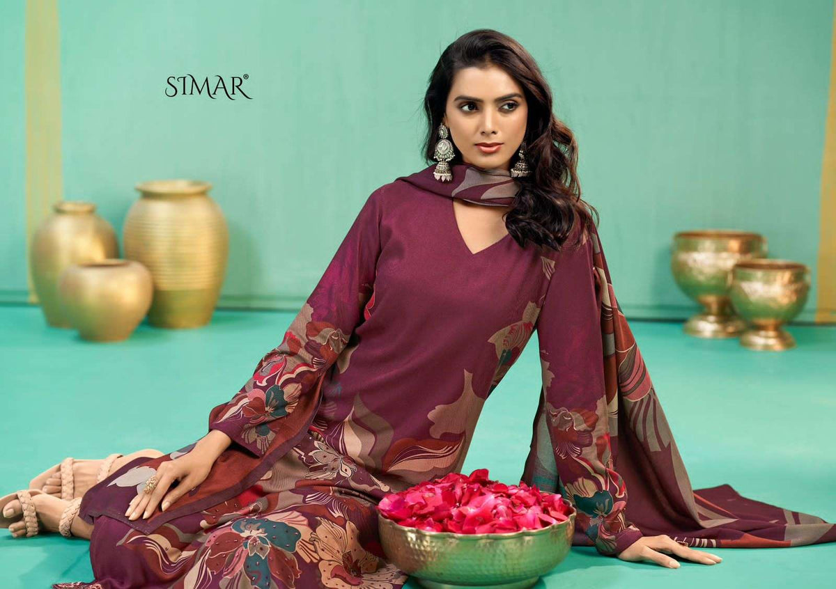 Glossy Peacock Pashmina Digital Printed Dress Material