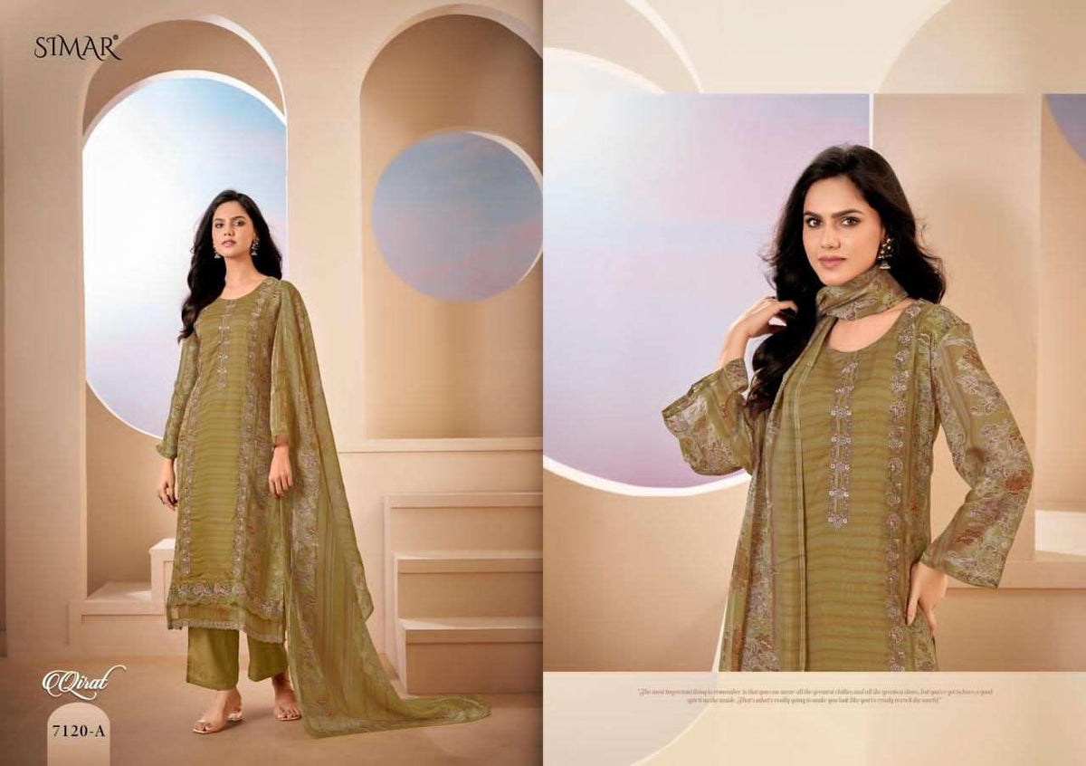 Glossy Qirat Pure Lawn Cotton Dress Material - Amrah Wholesale