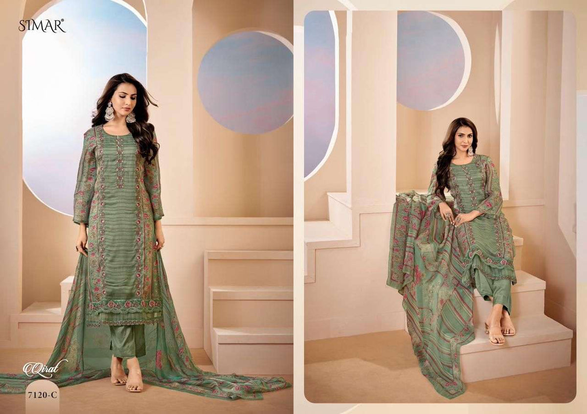 Glossy Qirat Pure Lawn Cotton Dress Material - Amrah Wholesale