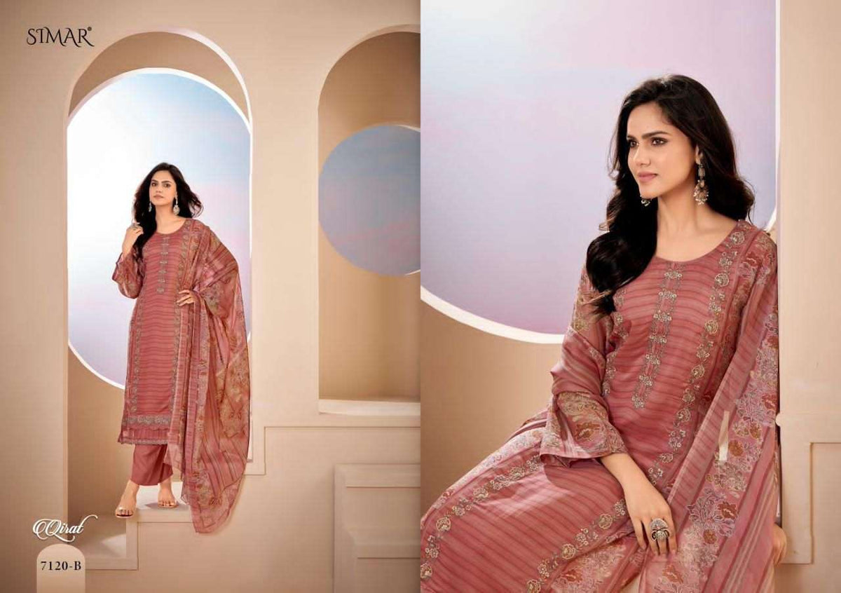 Glossy Qirat Pure Lawn Cotton Dress Material - Amrah Wholesale