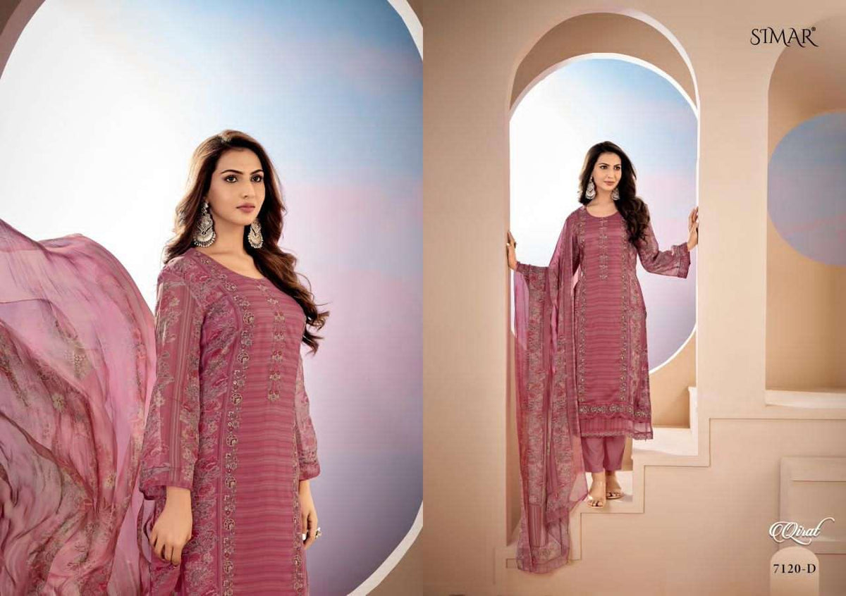 Glossy Qirat Pure Lawn Cotton Dress Material - Amrah Wholesale