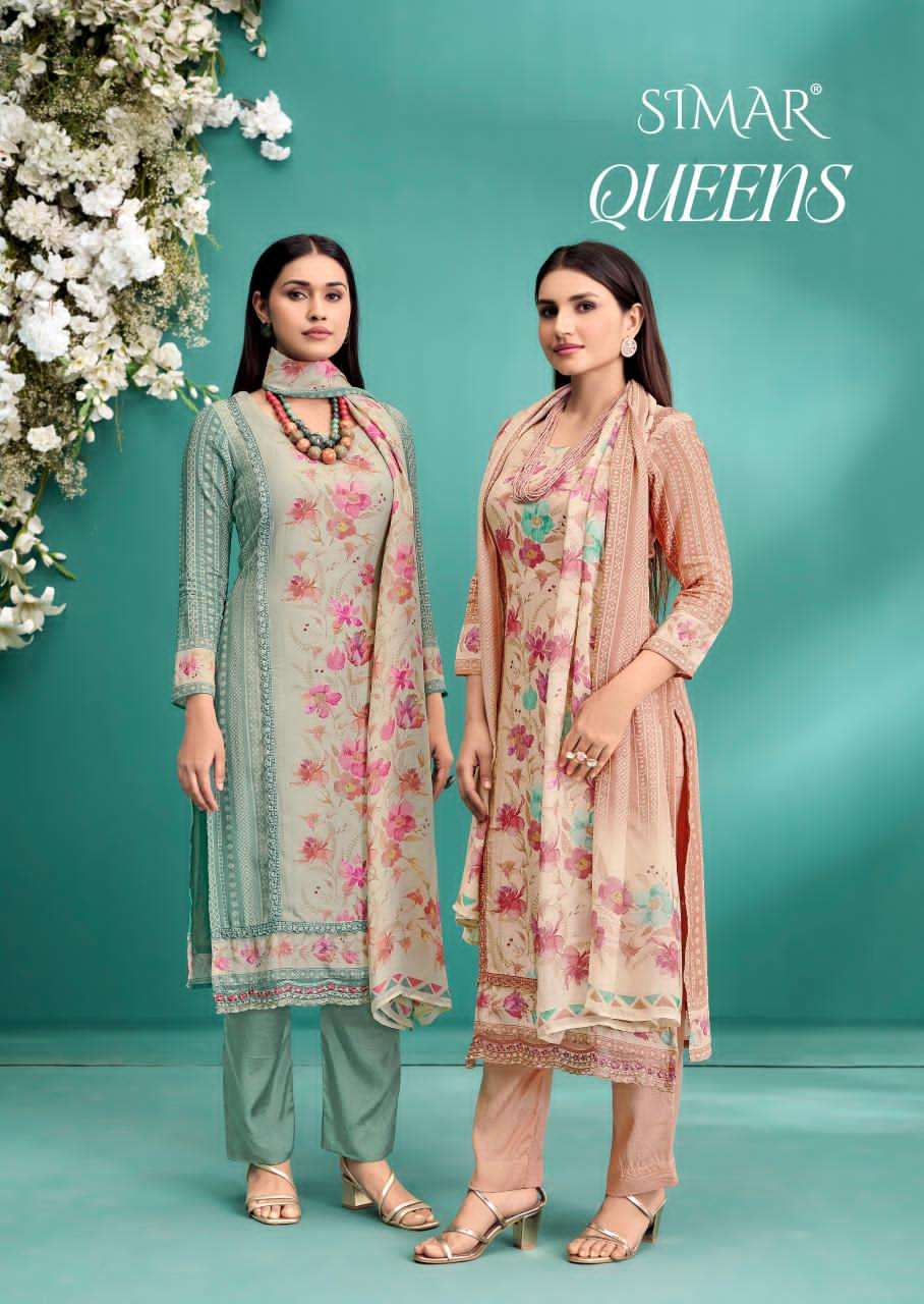 Glossy Queens Pure Viscose Muslin Dress Material - Amrah Wholesale