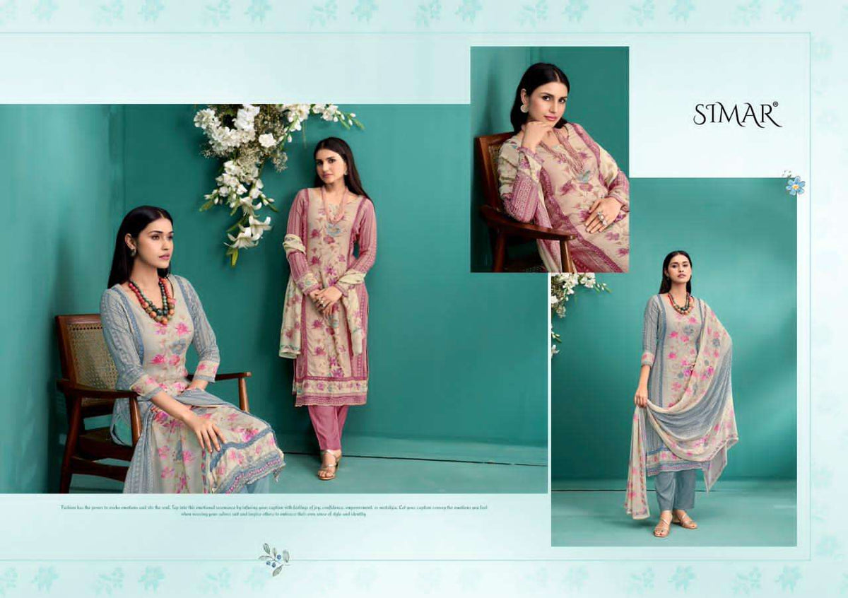 Glossy Queens Pure Viscose Muslin Dress Material - Amrah Wholesale