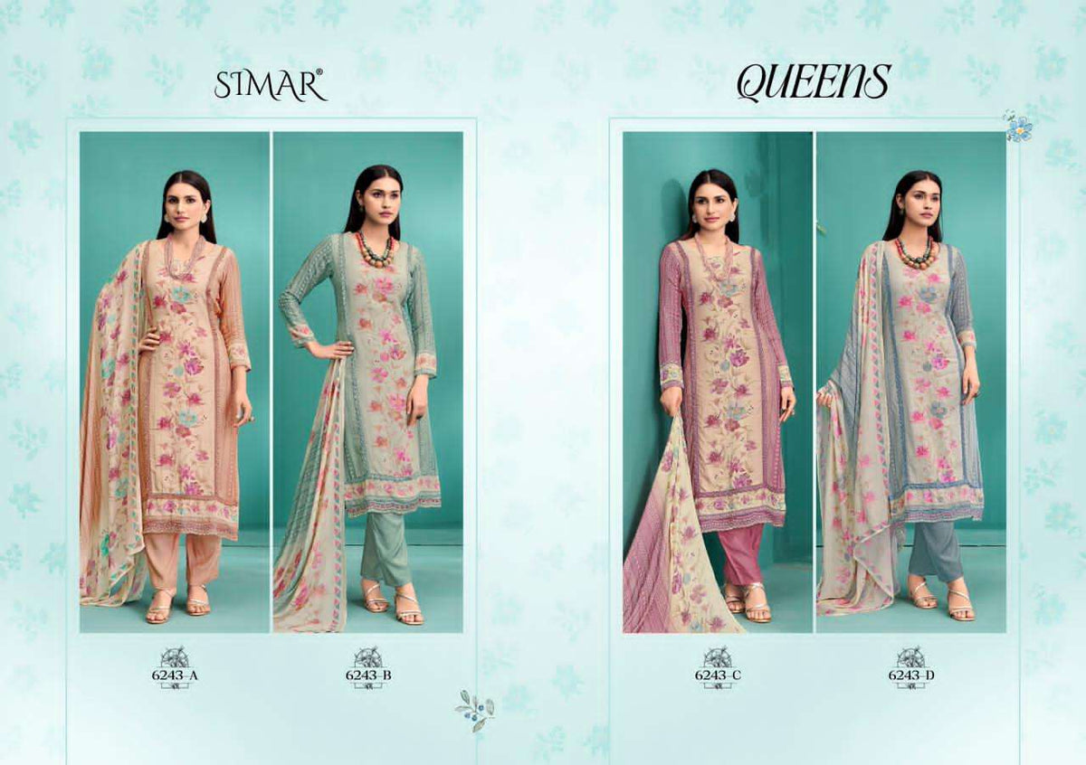 Glossy Queens Pure Viscose Muslin Dress Material - Amrah Wholesale
