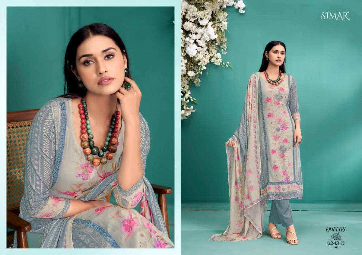 Glossy Queens Pure Viscose Muslin Dress Material - Amrah Wholesale