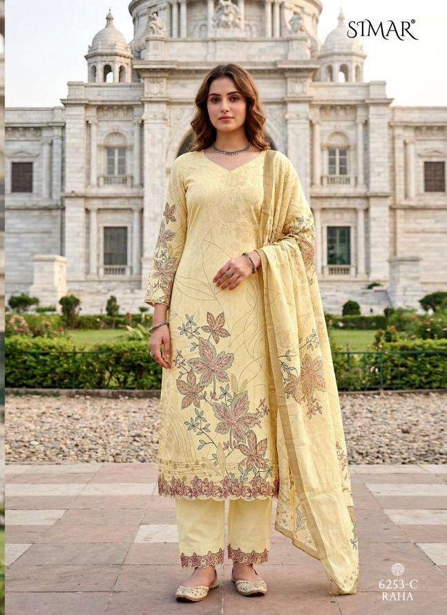 Glossy Simar Raha Cotton Dress Material - Amrah Wholesale