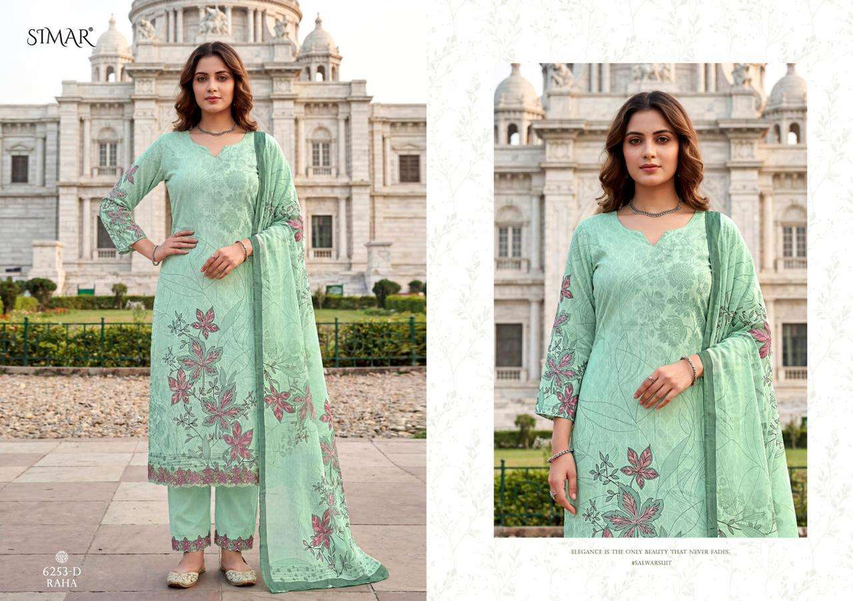 Glossy Simar Raha Cotton Dress Material - Amrah Wholesale