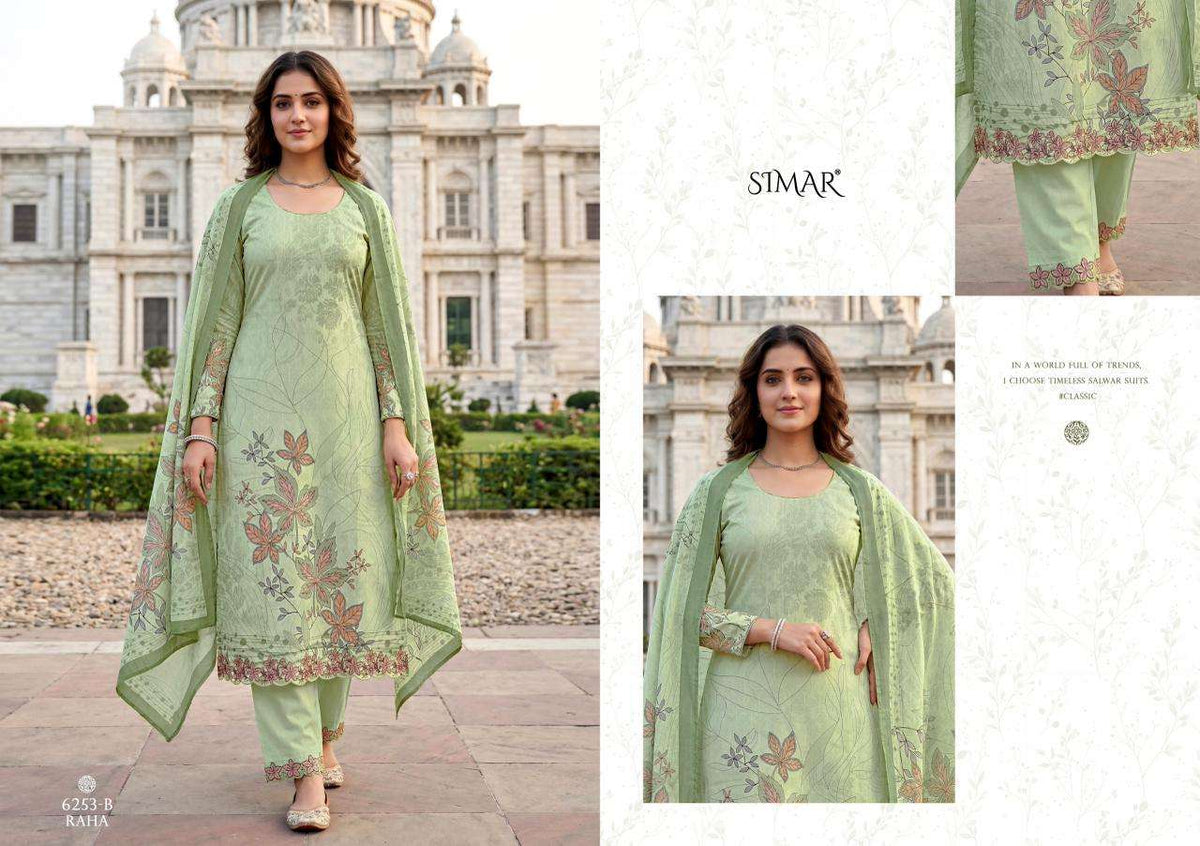 Glossy Simar Raha Cotton Dress Material - Amrah Wholesale