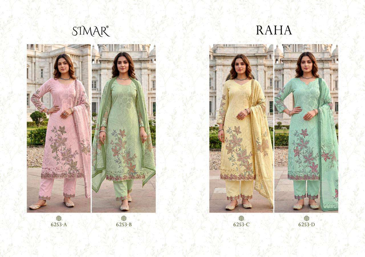 Glossy Simar Raha Cotton Dress Material - Amrah Wholesale