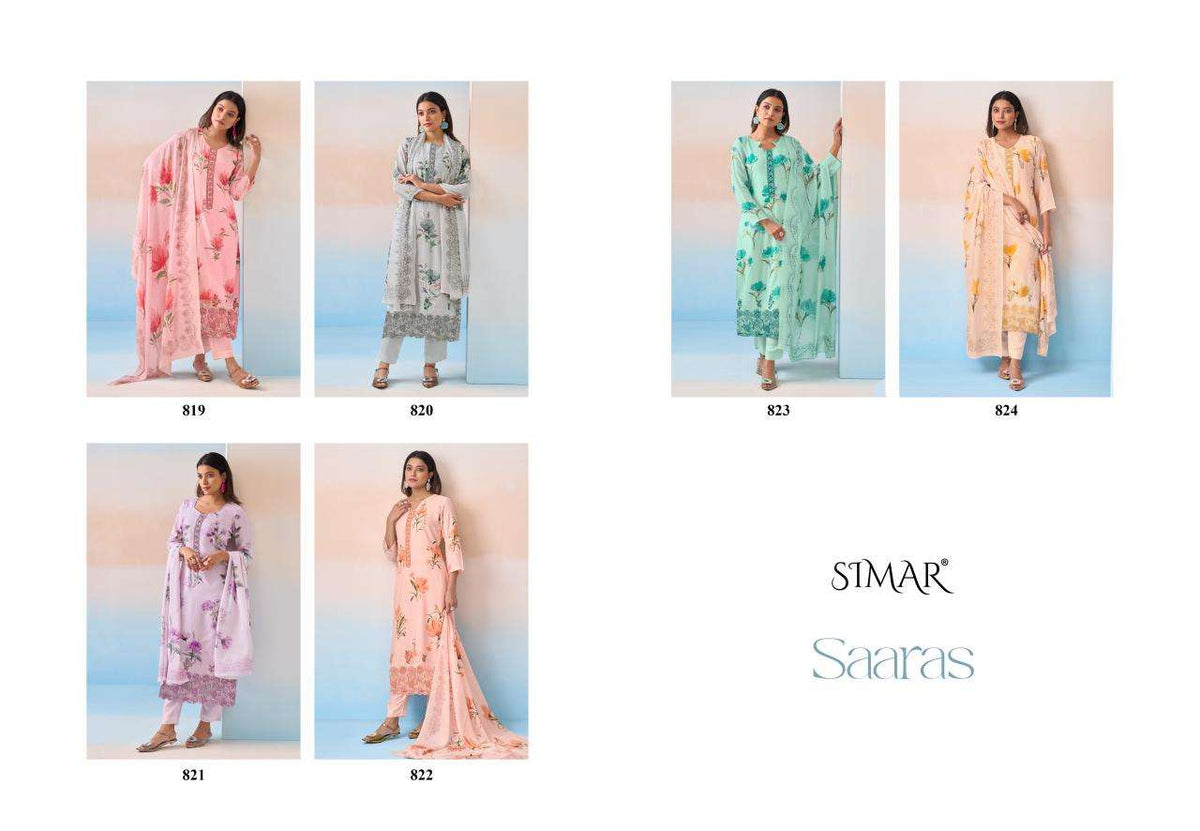 Glossy Saaras Pure Viscose Muslin Digital Printed Dress Material