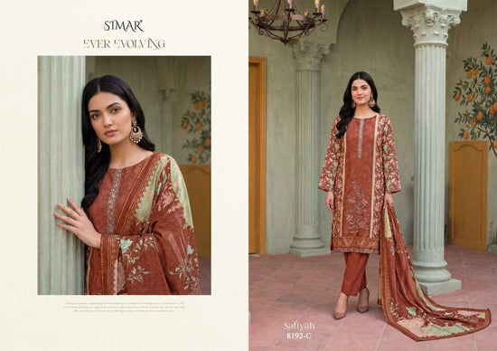 Glossy Safiyah Premium Muslin Embroidered Dress Material - Amrah Wholesale