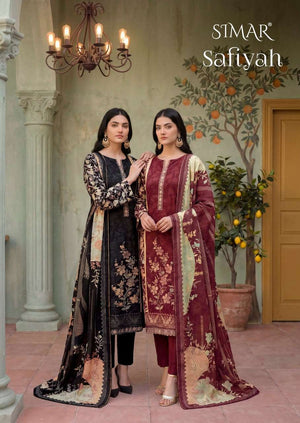 Glossy Safiyah Premium Muslin Embroidered Dress Material - Amrah Wholesale