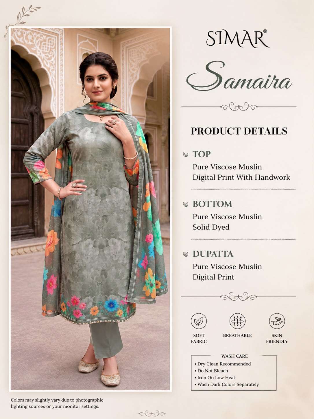 Glossy Samaira Pure Viscose Muslin Digital Printed Dress Material