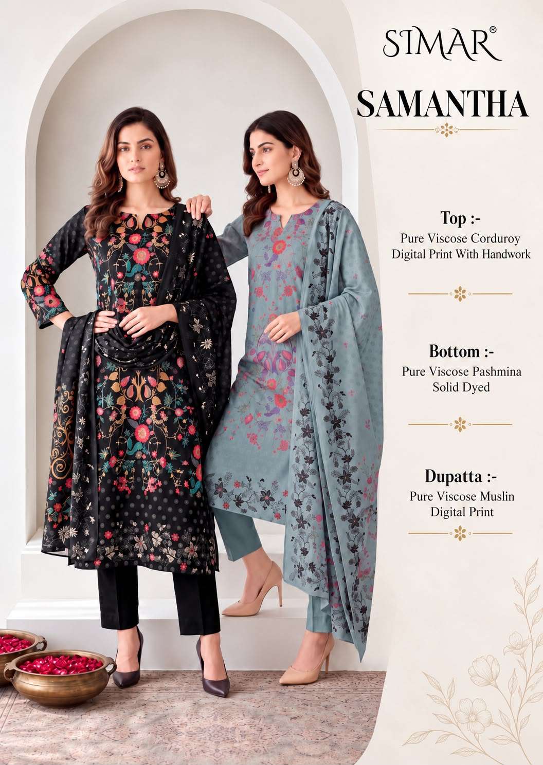 Glossy Samantha Pure Viscose Corduroy Winter Suit Catalog