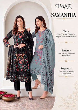 Glossy Samantha Pure Viscose Corduroy Winter Suit Catalog