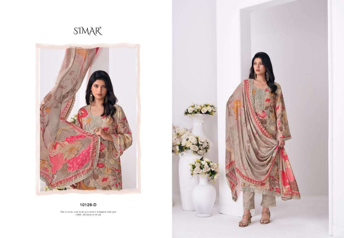 Glossy Sanaaz Pure Viscose Muslin Embroidered Dress Material - Amrah Wholesale