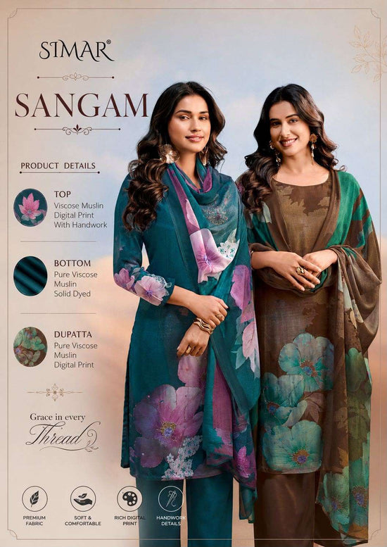 Glossy Sangam Pure Viscose Muslin Dress Material
