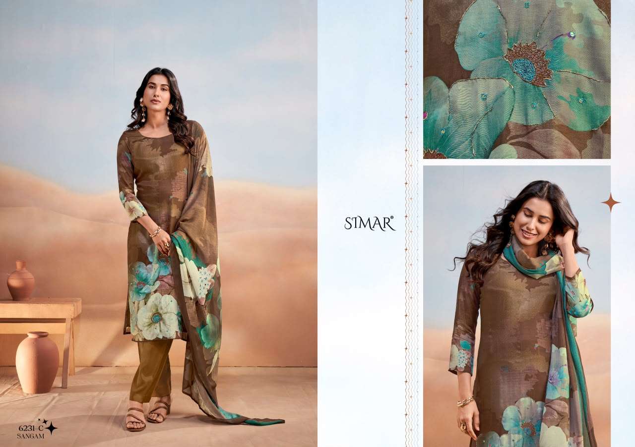 Glossy Sangam Pure Viscose Muslin Dress Material