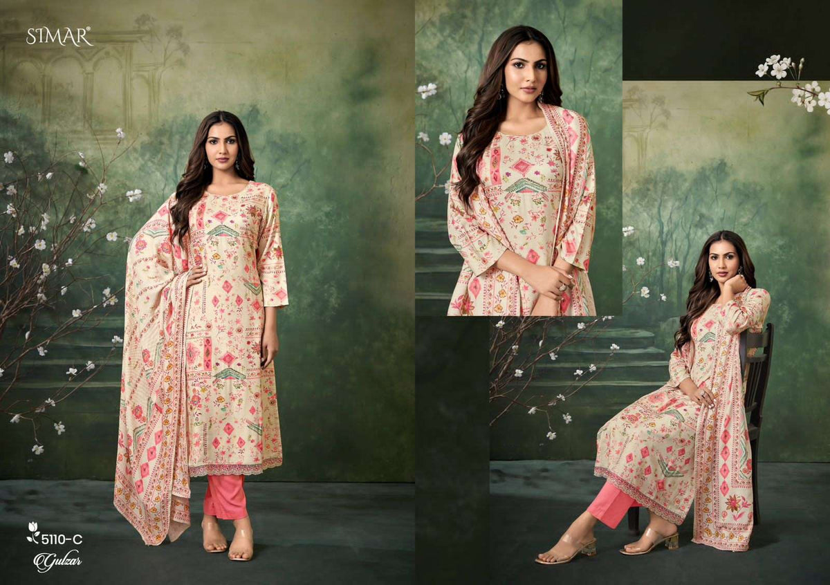 Glossy Simar Gulzar Pure Viscose Pashmina Unstitched Dress Material