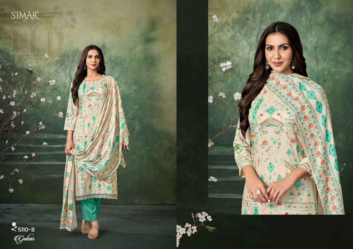 Glossy Simar Gulzar Pure Viscose Pashmina Unstitched Dress Material