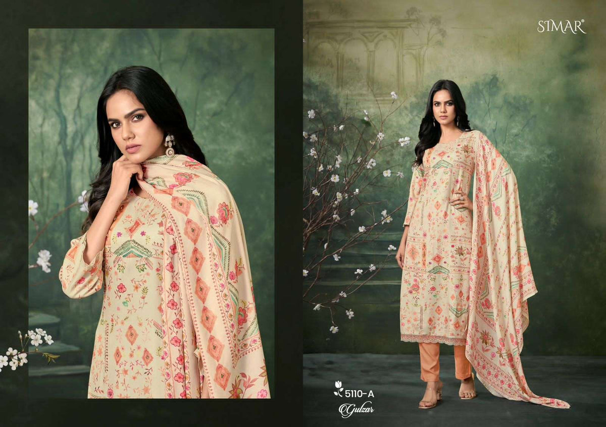 Glossy Simar Gulzar Pure Viscose Pashmina Unstitched Dress Material