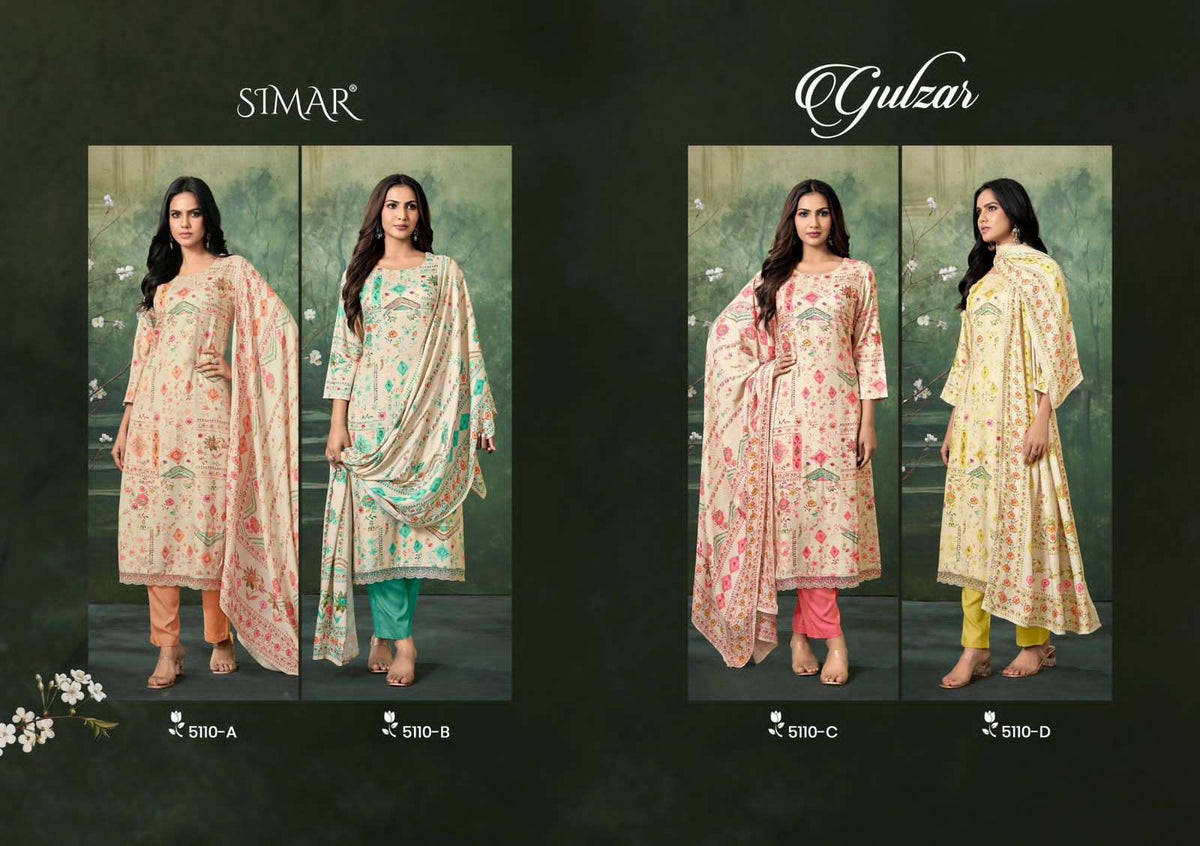 Glossy Simar Gulzar Pure Viscose Pashmina Unstitched Dress Material