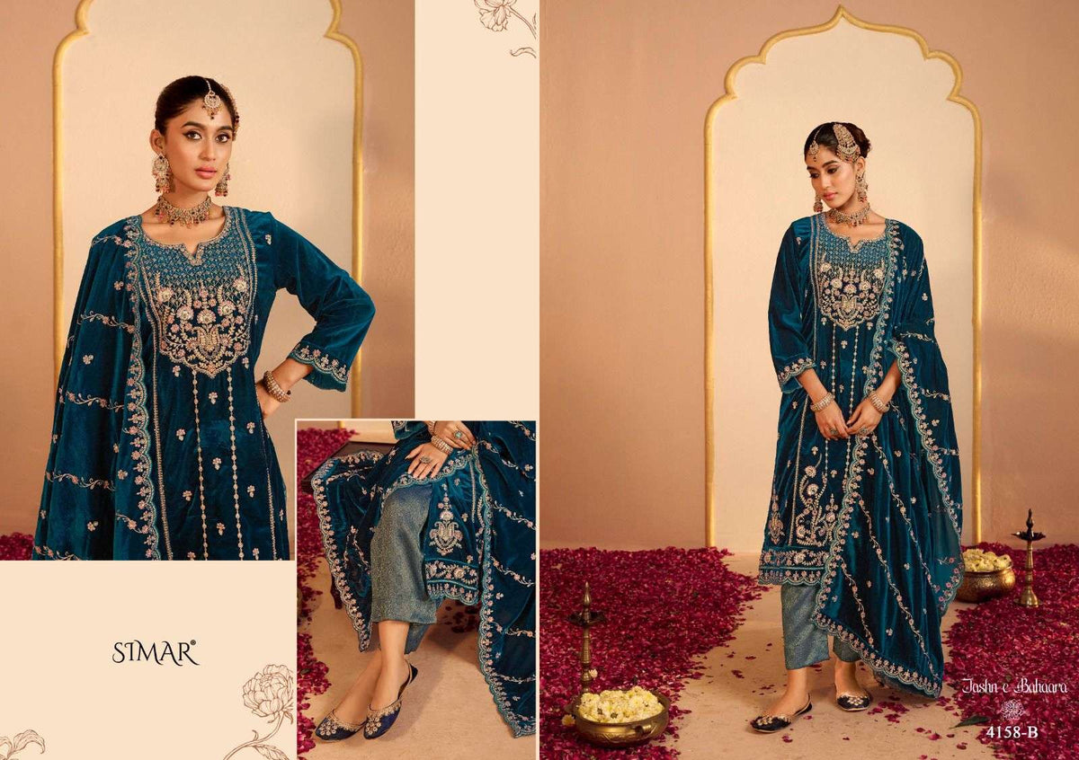Glossy Simar Jashn E Bahaara Premium Velvet Dress Material