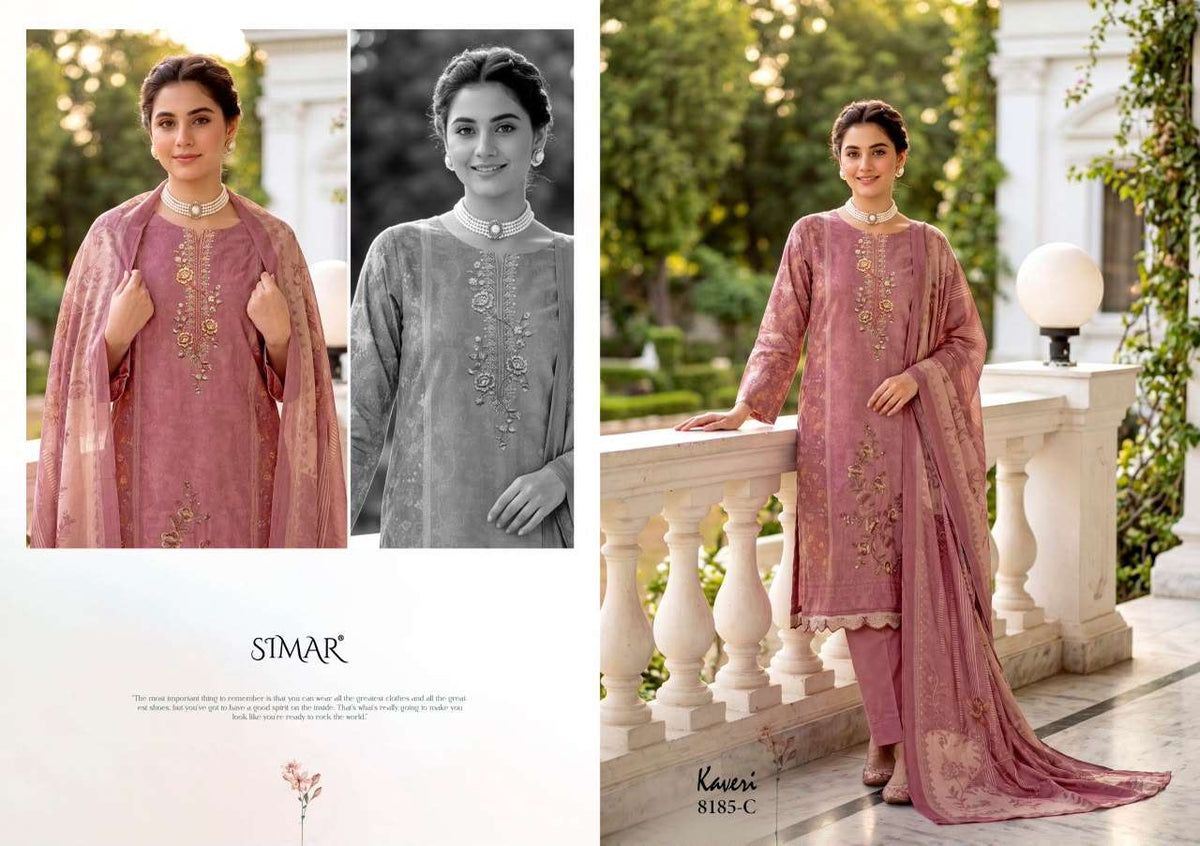 Glossy Simar Kaveri Pure Viscose Muslin Dress Material - Amrah Wholesale