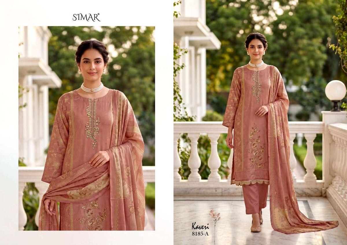 Glossy Simar Kaveri Pure Viscose Muslin Dress Material - Amrah Wholesale