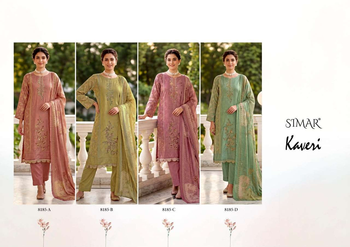 Glossy Simar Kaveri Pure Viscose Muslin Dress Material - Amrah Wholesale
