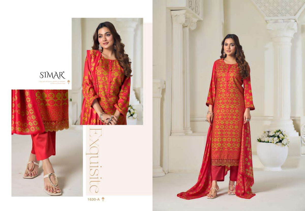 Glossy Simar Mahika Viscose Pashmina Embroidered Dress Material