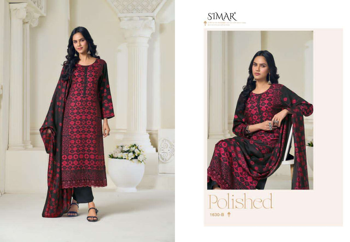 Glossy Simar Mahika Viscose Pashmina Embroidered Dress Material