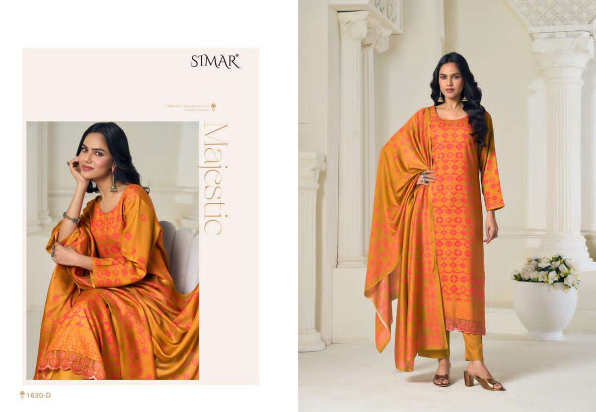 Glossy Simar Mahika Viscose Pashmina Embroidered Dress Material