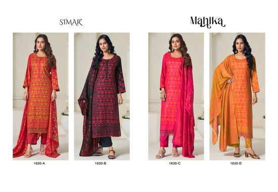 Glossy Simar Mahika Viscose Pashmina Embroidered Dress Material