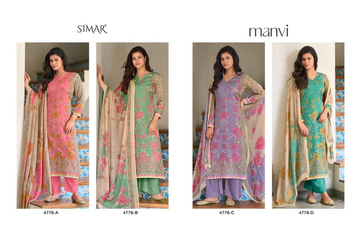 Glossy Simar Manvi 4776 Muslin Dress Material - Amrah Wholesale