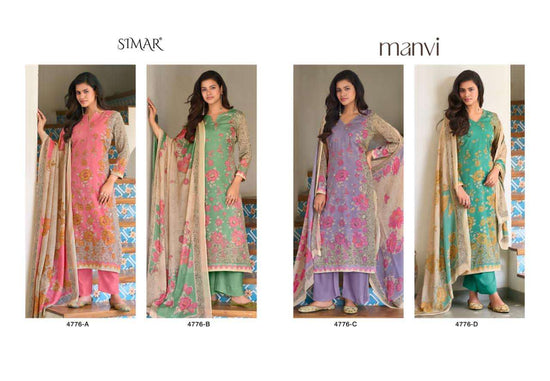 Glossy Simar Manvi 4776 Muslin Dress Material - Amrah Wholesale