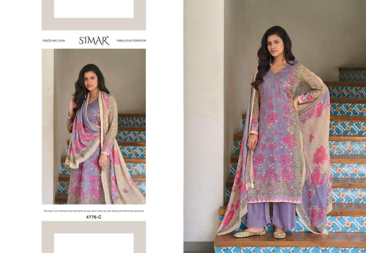 Glossy Simar Manvi 4776 Muslin Dress Material - Amrah Wholesale
