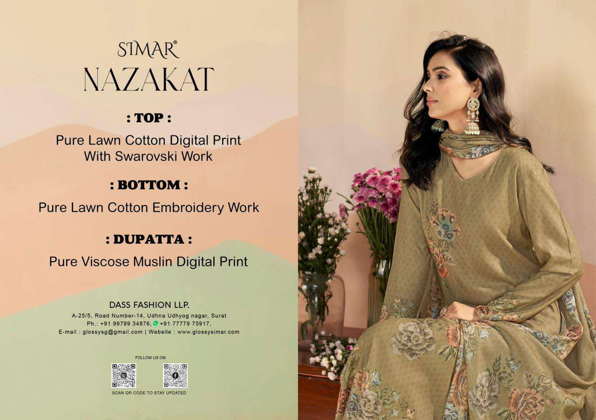 Glossy Simar Nazakat Dress Material Wholesale Catalogue - Amrah Wholesale